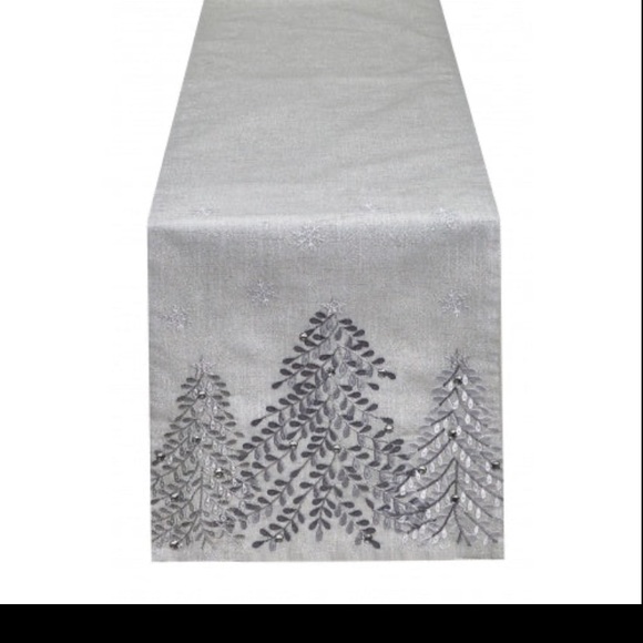 Silver trees table runner and matching cushion cover - Picture 2 of 3